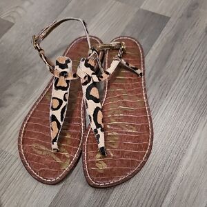 Sam Eldermam Leopard Print Sandals Size 9.5